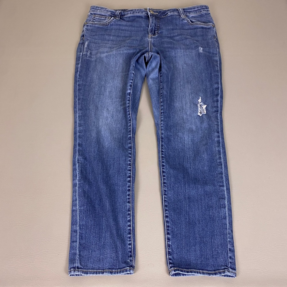 Kut from the Kloth Jeans Women's Plus Size 14W Blue Distressed Straight Leg